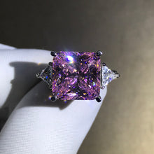 Load image into Gallery viewer, 6 Carat Radiant Cut Moissanite Pink VVS 4 Claw Three Stone