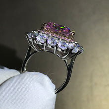 Load image into Gallery viewer, 6 Carat Cushion Cut Double Halo Split Shank VVS Moissanite Pink Ring