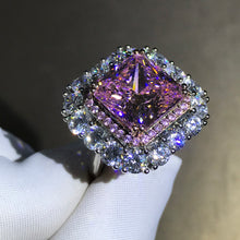 Load image into Gallery viewer, 8 Carat Radiant Cut Moissanite Pink VVS Double Halo