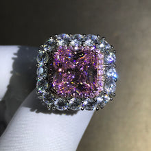 Load image into Gallery viewer, 8 Carat Radiant Cut Moissanite Pink VVS Double Halo