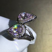 Load image into Gallery viewer, 8 Carat Pear Cut Moissanite Ring Pink Halo Split Shank