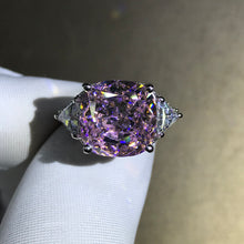 Load image into Gallery viewer, 6 Carat Cushion Cut Moissanite Pink VVS Three Stone Cathedral