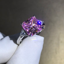 Load image into Gallery viewer, 8 Carat Radiant Cut Moissanite Pink VVS 4 Claw Three Stone