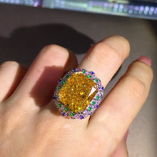 Load image into Gallery viewer, 15 Carat Radiant Cut Moissanite Ring Deep Yellow VVS Double Claw
