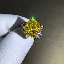 Load image into Gallery viewer, 6 Carat Radiant Cut Moissanite Ring Vivid Yellow VVS 4 Prong Bead-set Split Shank