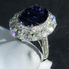 Load image into Gallery viewer, 7.3 Carat Oval Cut Blue Lab Grown Sapphire with Durable 9K Gold Ring