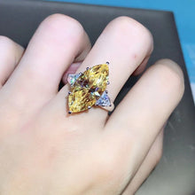 Load image into Gallery viewer, 8 Carat Marquise Cut Moissanite Ring Vivid Yellow VVS Three-stone