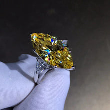 Load image into Gallery viewer, 8 Carat Marquise Cut Moissanite Ring Vivid Yellow VVS Three-stone