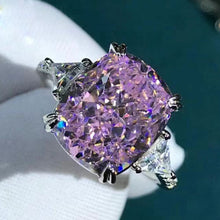 Load image into Gallery viewer, 6 Carat Pink Cushion Cut Three Stone VVS Moissanite Ring