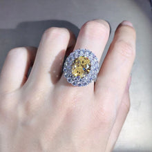 Load image into Gallery viewer, 5 Carat Oval Cut Moissanite Ring Vivid Yellow VVS Double Halo