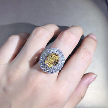 Load image into Gallery viewer, 5 Carat Oval Cut Moissanite Ring Vivid Yellow VVS Double Halo