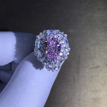 Load image into Gallery viewer, 4 Carat Pear Cut Pink Double Halo Split Shank VVS Moissanite Ring
