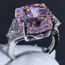Load image into Gallery viewer, 6 Carat Cushion Cut Three Stone Pink VVS Moissanite Ring