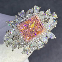 Load image into Gallery viewer, 3 Carat Radiant Cut Pink Triple Halo VVS Moissanite Ring