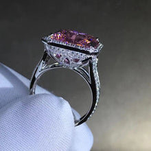 Load image into Gallery viewer, 12 Carat Square Radiant Cut Halo Split Shank Pink VVS Moissanite Ring