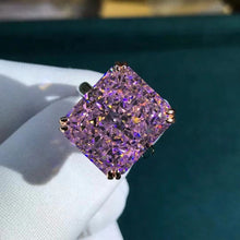 Load image into Gallery viewer, 15 Carat Pink Radiant Cut Double Claw Solitaire Cathedral Moissanite Ring
