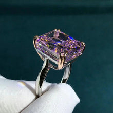 Load image into Gallery viewer, 15 Carat Pink Radiant Cut Double Claw Solitaire Cathedral Moissanite Ring