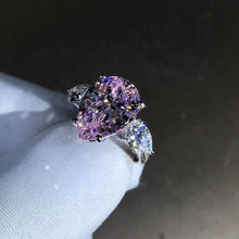 Load image into Gallery viewer, 6 Carat Pink Pear Cut Three Stone VVS Moissanite Ring