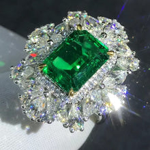Load image into Gallery viewer, Stunning 3.70 Carat Emerald Cut Lab Grown Emerald with Durable 9K Gold