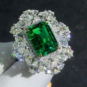 Stunning 3.70 Carat Emerald Cut Lab Grown Emerald with Durable 9K Gold