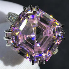 Load image into Gallery viewer, HUGE 10 Carat Pink Asscher Cut Subtle Halo Filigree VVS Moissanite Ring