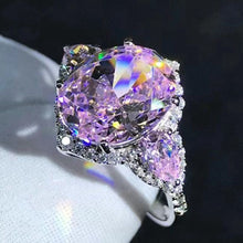 Load image into Gallery viewer, 5 Carat Pink Oval Cut Halo Three-stone VVS Moissanite Ring