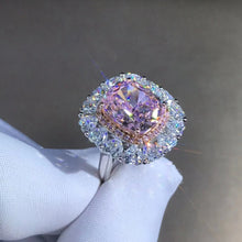Load image into Gallery viewer, 6 Carat Pink Cushion Cut Double Halo VVS Moissanite Ring