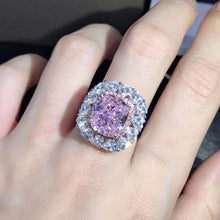 Load image into Gallery viewer, 6 Carat Pink Cushion Cut Double Halo VVS Moissanite Ring