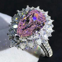 Load image into Gallery viewer, 4 Carat Pink Pear Cut Double Halo VVS Moissanite Ring