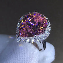 Load image into Gallery viewer, Stunning 10 Carat Pink Pear Cut Halo VVS Moissanite Ring