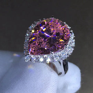 Stunning 10 Carat Pink Pear Cut Halo VVS Moissanite Ring