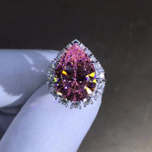 Load image into Gallery viewer, Stunning 10 Carat Pink Pear Cut Halo VVS Moissanite Ring