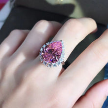 Load image into Gallery viewer, Stunning 10 Carat Pink Pear Cut Halo VVS Moissanite Ring