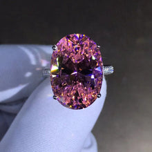 Load image into Gallery viewer, 30 Carat Oval Cut Pink Subtle Halo Bead set VVS Moissanite Ring