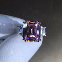 Load image into Gallery viewer, 5 Carat Emerald Cut Pink Double Prong Three Stone VVS Moissanite Ring