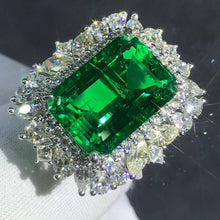 Load image into Gallery viewer, Crazy BIG 8 Carat Emerald Cut Lab Grown Emerald with Durable 9K Gold