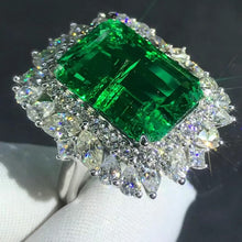 Load image into Gallery viewer, Crazy BIG 8 Carat Emerald Cut Lab Grown Emerald with Durable 9K Gold