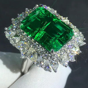 Crazy BIG 8 Carat Emerald Cut Lab Grown Emerald with Durable 9K Gold