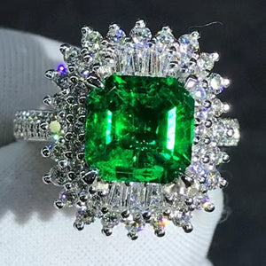 Super Cute 2 Carat Asscher Cut Lab Grown Emerald with Durable 9K Gold