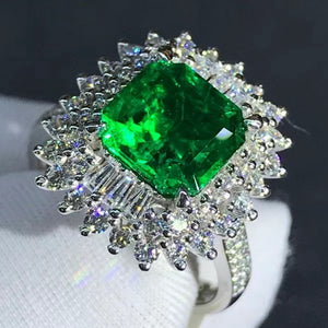 Super Cute 2 Carat Asscher Cut Lab Grown Emerald with Durable 9K Gold