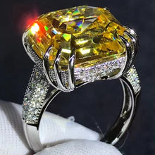 Load image into Gallery viewer, 10 Carat Asscher cut Moissanite Ring Vivid Yellow VVS Hidden Halo