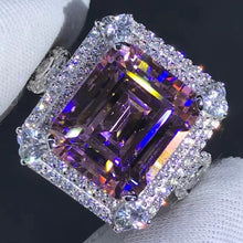 Load image into Gallery viewer, Beautiful 6 Carat Light Champagne Pink Emerald Cut VVS Moissanite Ring