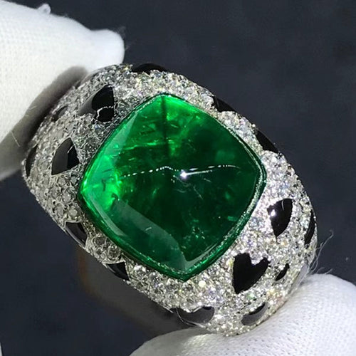 Irresistible 5.5 Carat Emerald Cut Lab Grown Emerald Ring with Durable 9K Gold