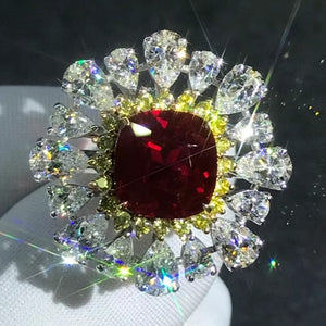 6 Carat Two-tone Cushion Cut Ruby with Durable 9K Gold Ring