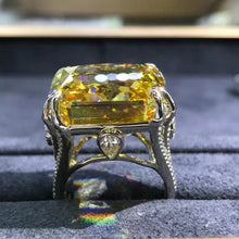 Load image into Gallery viewer, 20 Carat Square Radiant Cut Yellow Moissanite Ring