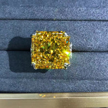 Load image into Gallery viewer, 20 Carat Square Radiant Cut Yellow Moissanite Ring