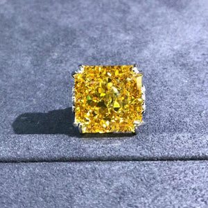 20 Carat Square Radiant Cut Yellow Moissanite Ring