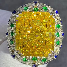 Load image into Gallery viewer, 15 Carat Radiant Cut Moissanite Ring Deep Yellow VVS Double Claw