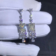 Load image into Gallery viewer, 3 Carat K-M Colorless Radiant Cut VVS Moissanite Drop Earrings