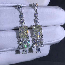 Load image into Gallery viewer, 3 Carat K-M Colorless Radiant Cut VVS Moissanite Drop Earrings